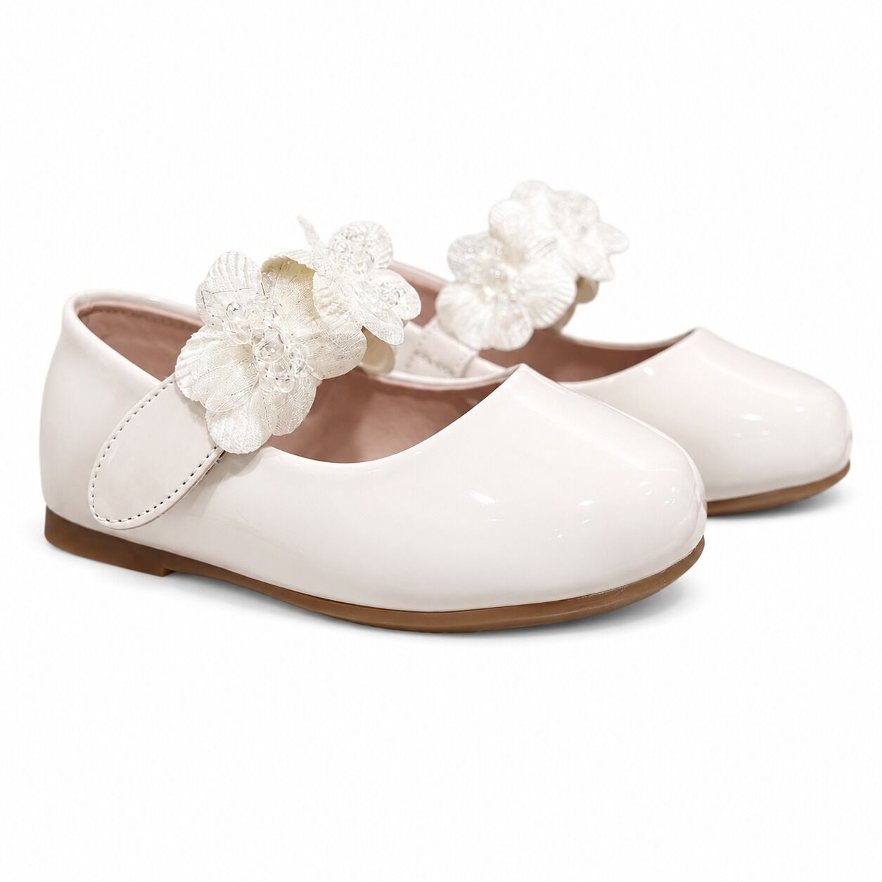 Chaussures Beige Fleurs